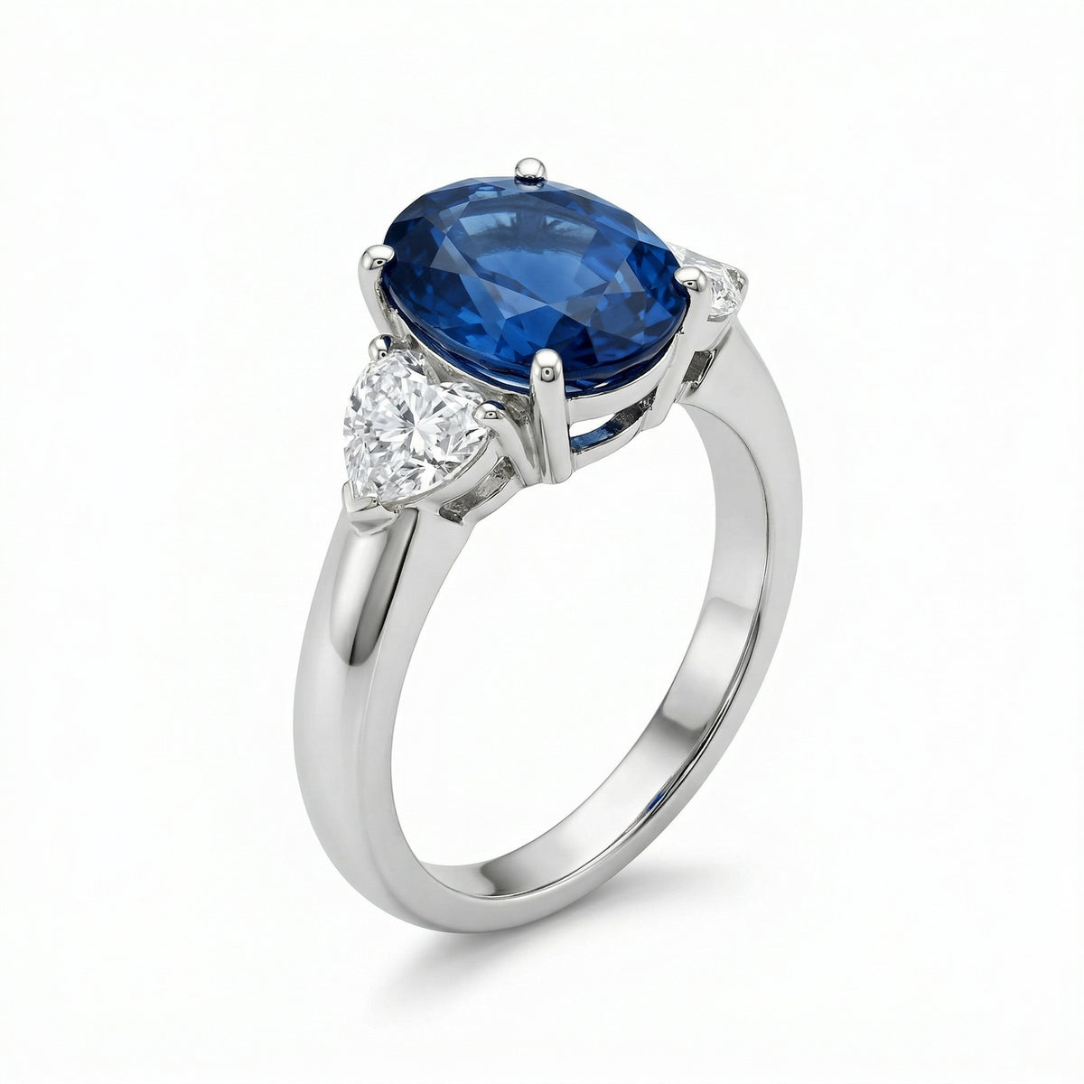 Sapphire & Diamond Heart Ring