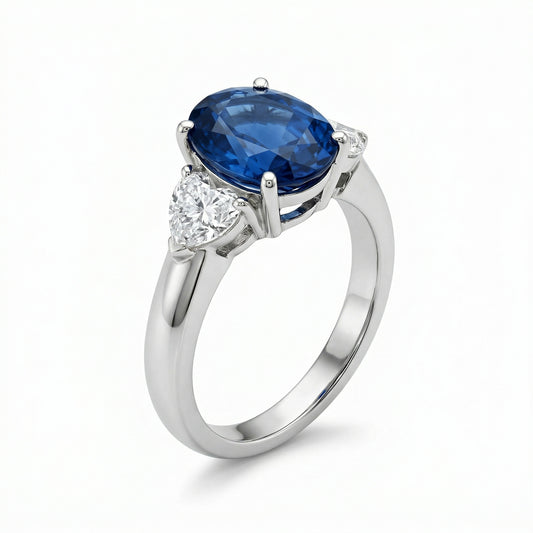 Sapphire & Diamond Heart Ring