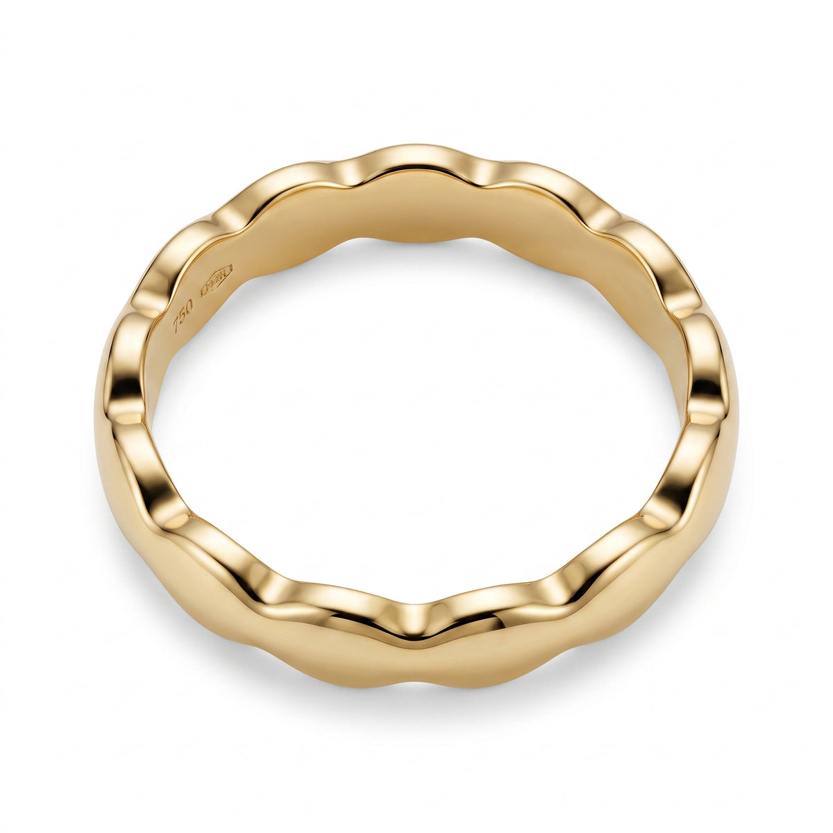 Scalloped Wave-Edge Polished Band Ring