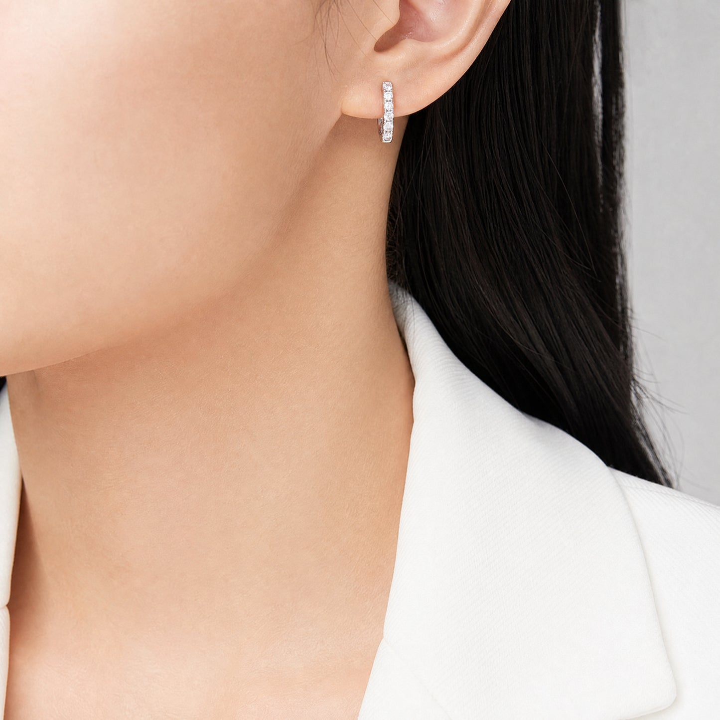 16-Diamond Baby Hoop Earrings, 1.25x8x9mm