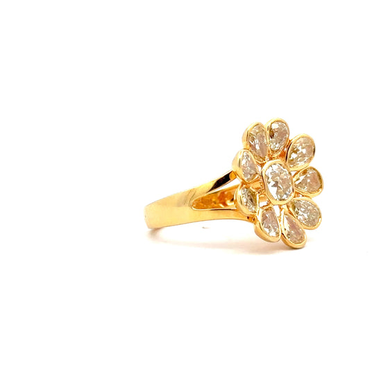 Yellow Diamond Flower Cocktail Ring