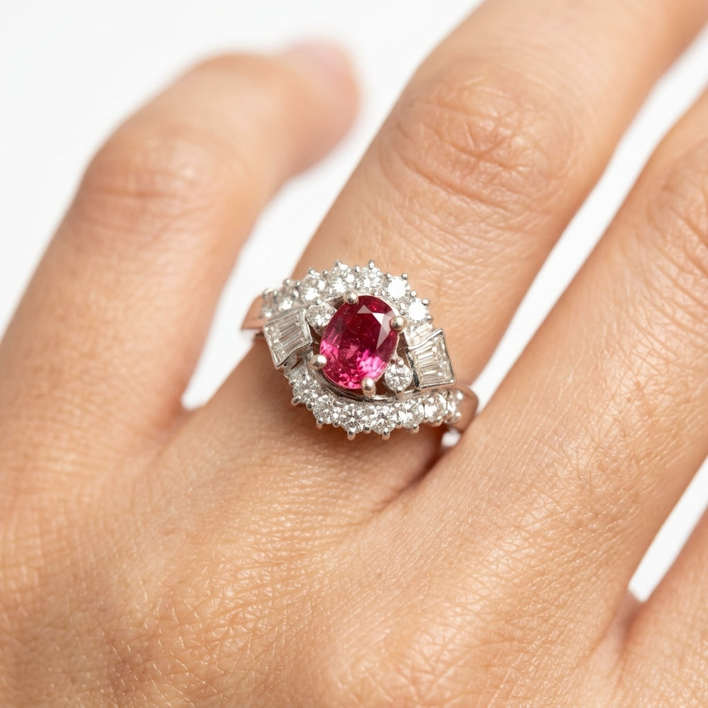 Oval Ruby & Diamond Cocktail Ring