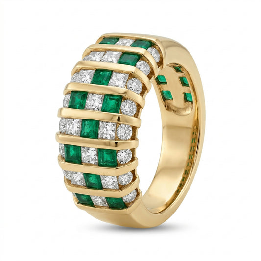 Checkerboard Emerald Ring