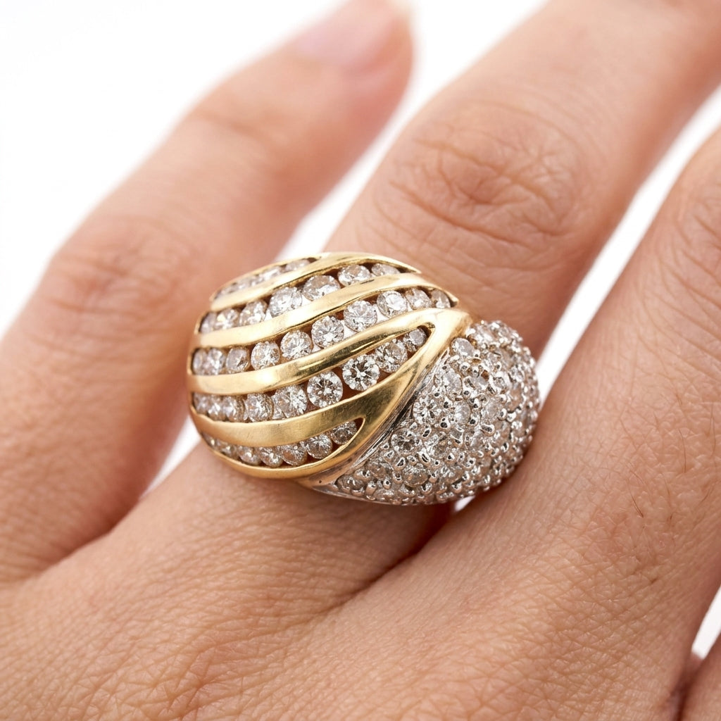 Diamond Pavé & Channel-Set Bombé Cocktail Ring
