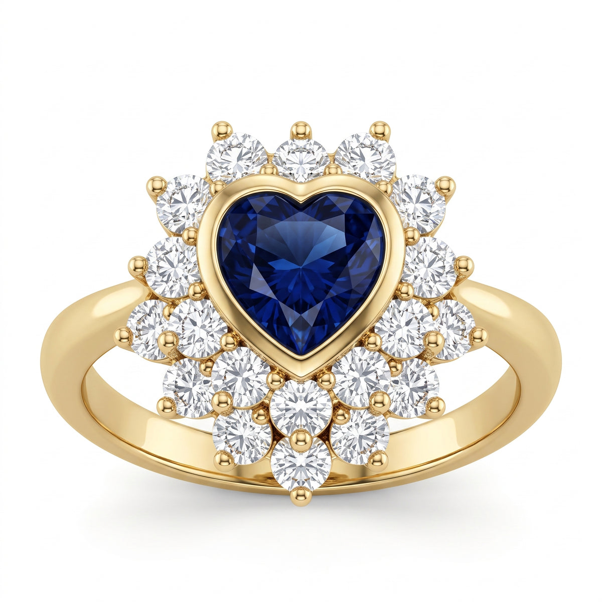 Heart Sapphire & 19-Diamond Ring
