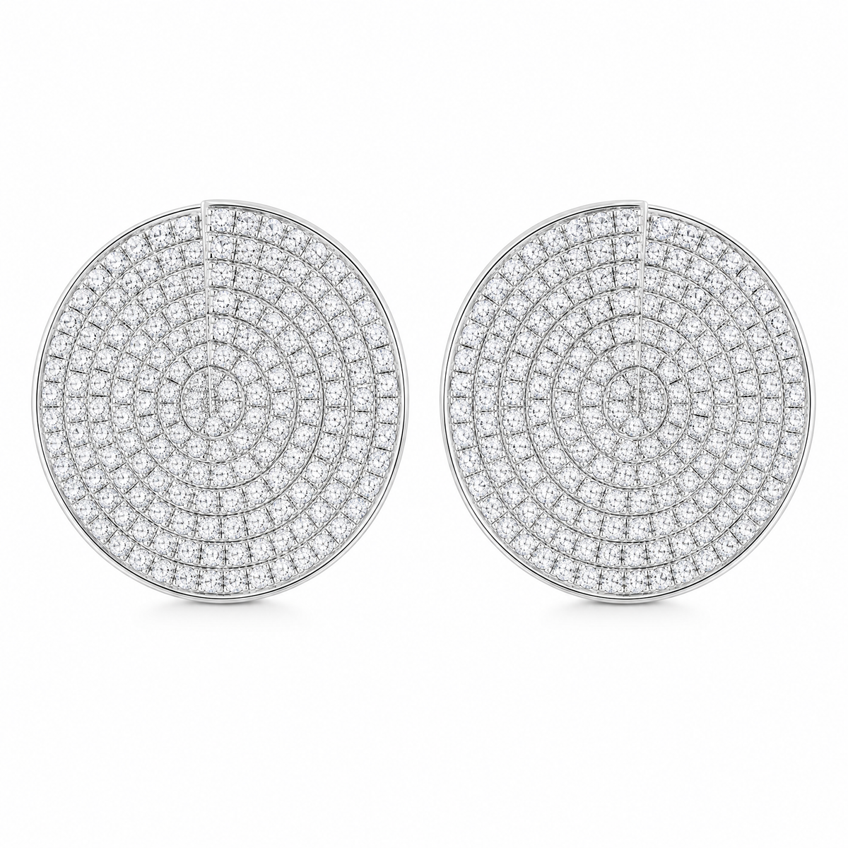 DECY0935W W-1 frontal pair - full pave diamond round disc clip earrings in 18K white gold