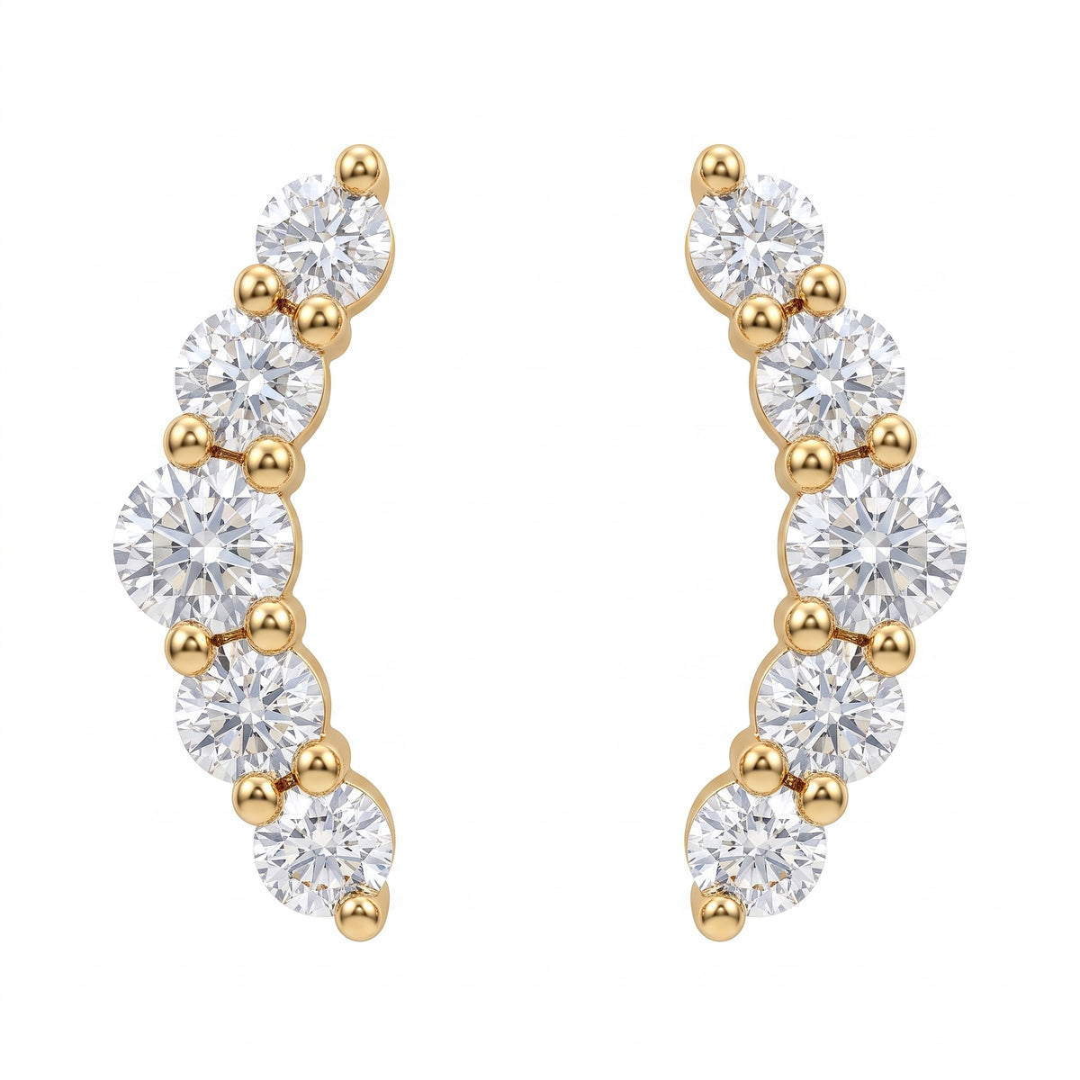 10-Diamond Curved Earrings, 3x11mm - white background