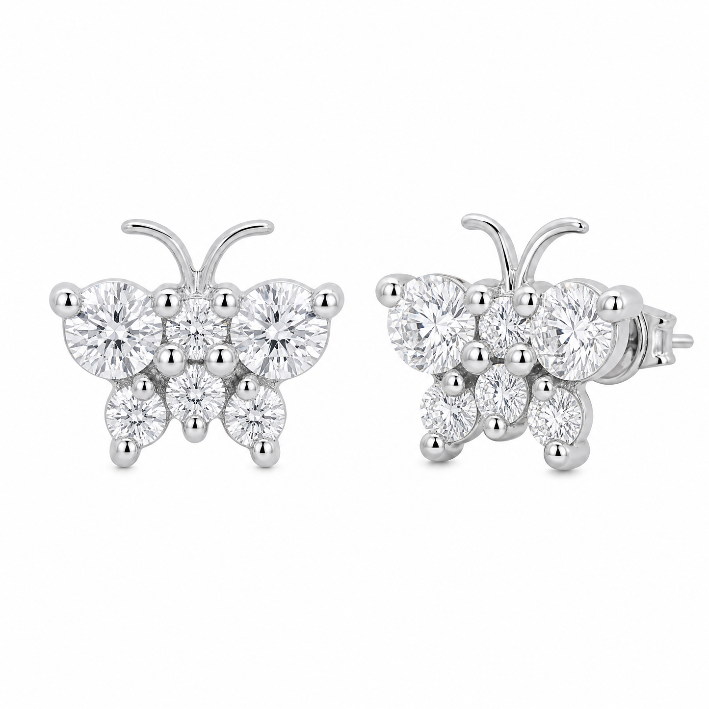 12-Diamond Butterfly Stud Earrings