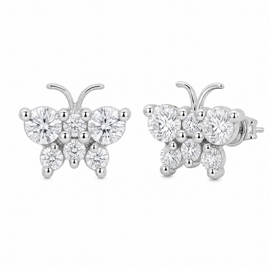 12-Diamond Butterfly Stud Earrings