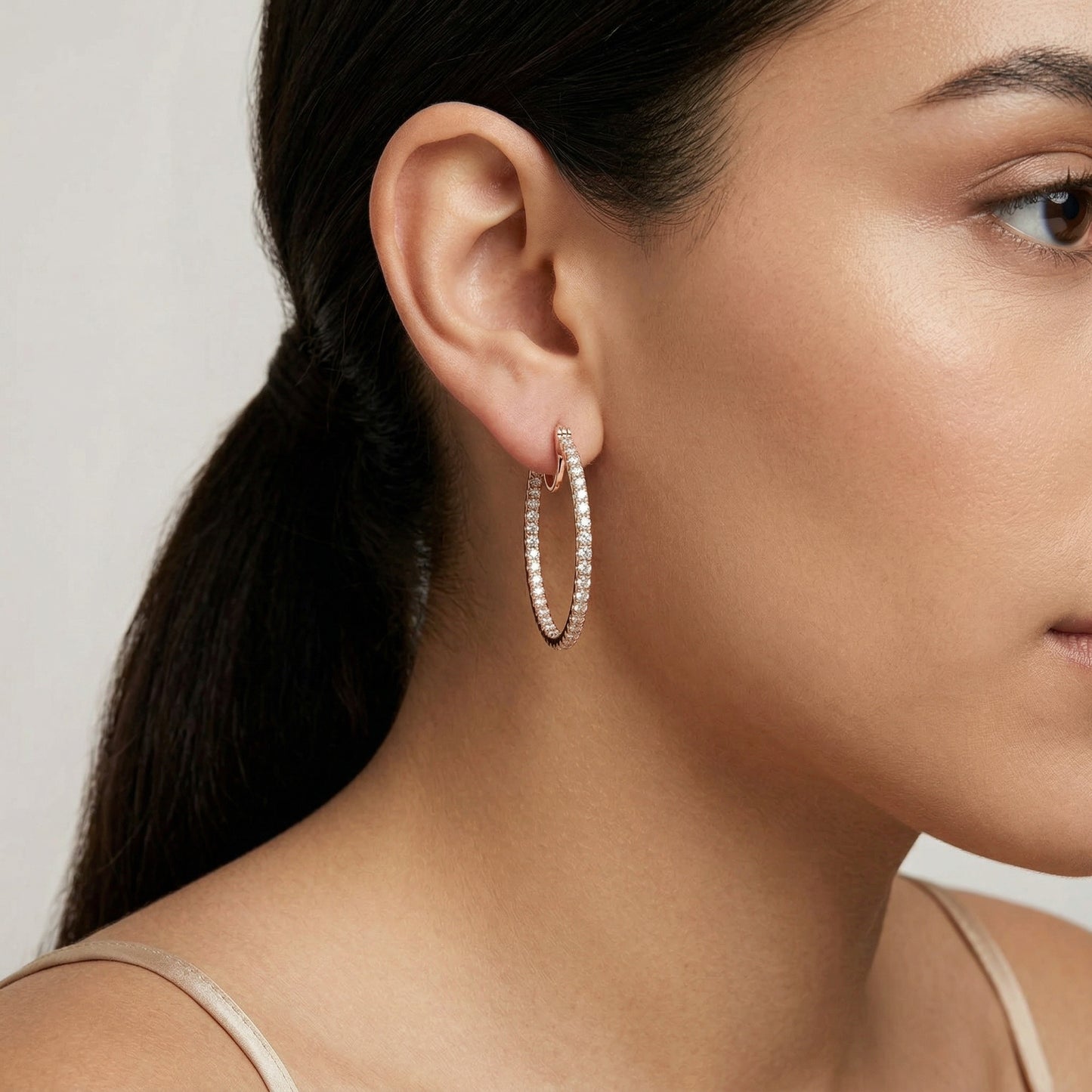 Rose Diamond Hoops