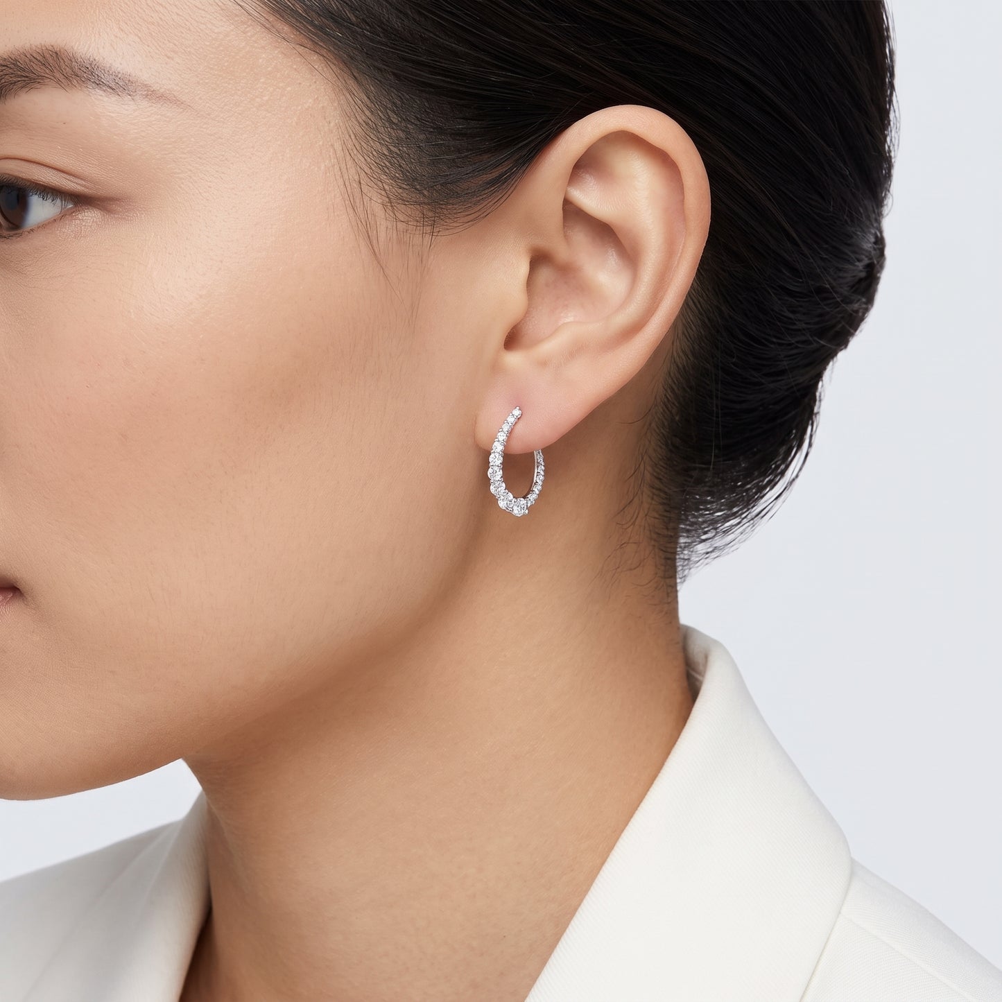 26-Diamond Graduated J-Hoop Earrings