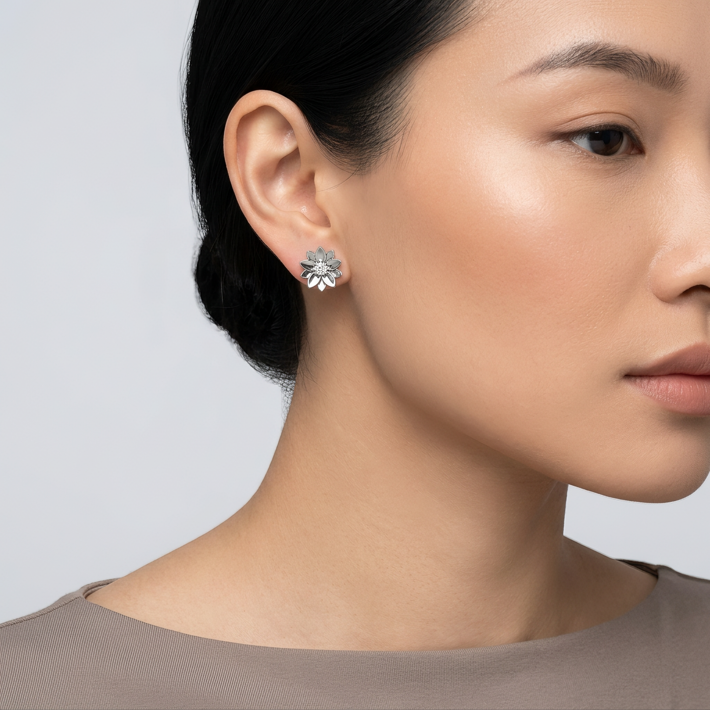 2-Diamond Flower Post Earrings