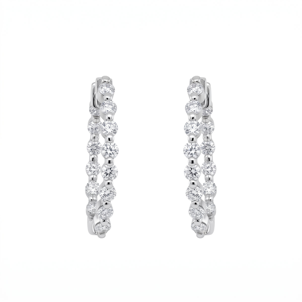 26-Diamond In-and-Out Hoop Earrings - white background view