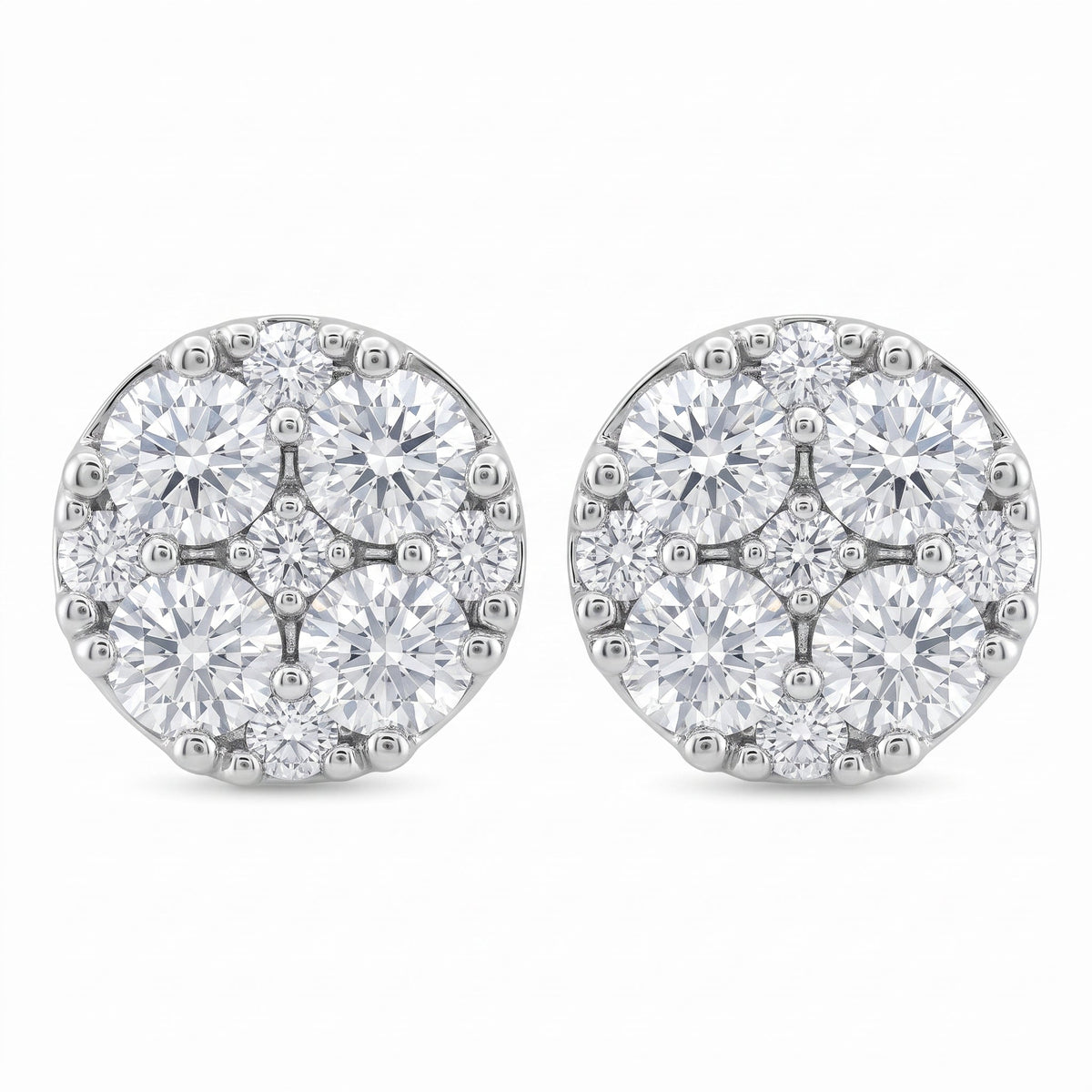 18-Diamond Round Stud Earrings, 6.75mm