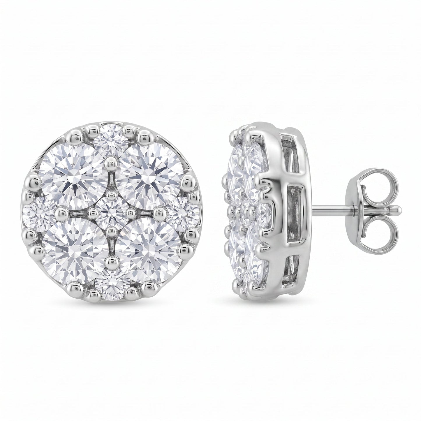 18-Diamond Round Stud Earrings, 6.75mm