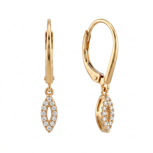 24 Single-Cut Diamond Marquise Dangle Lever-Back Earrings