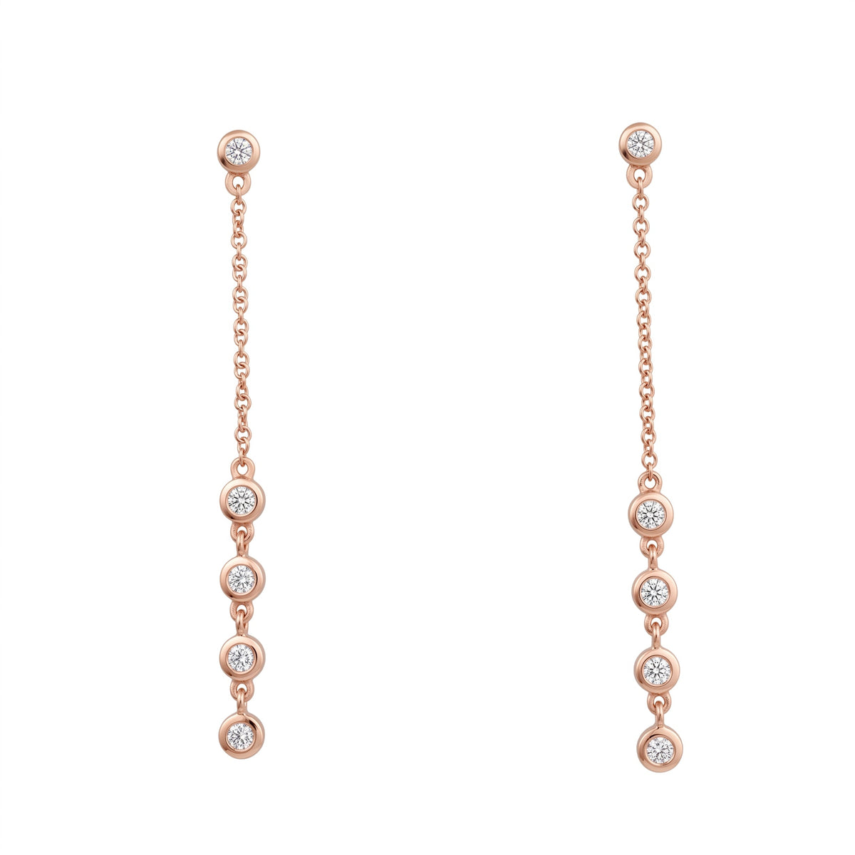 10-Diamond Dangle Chain Earrings