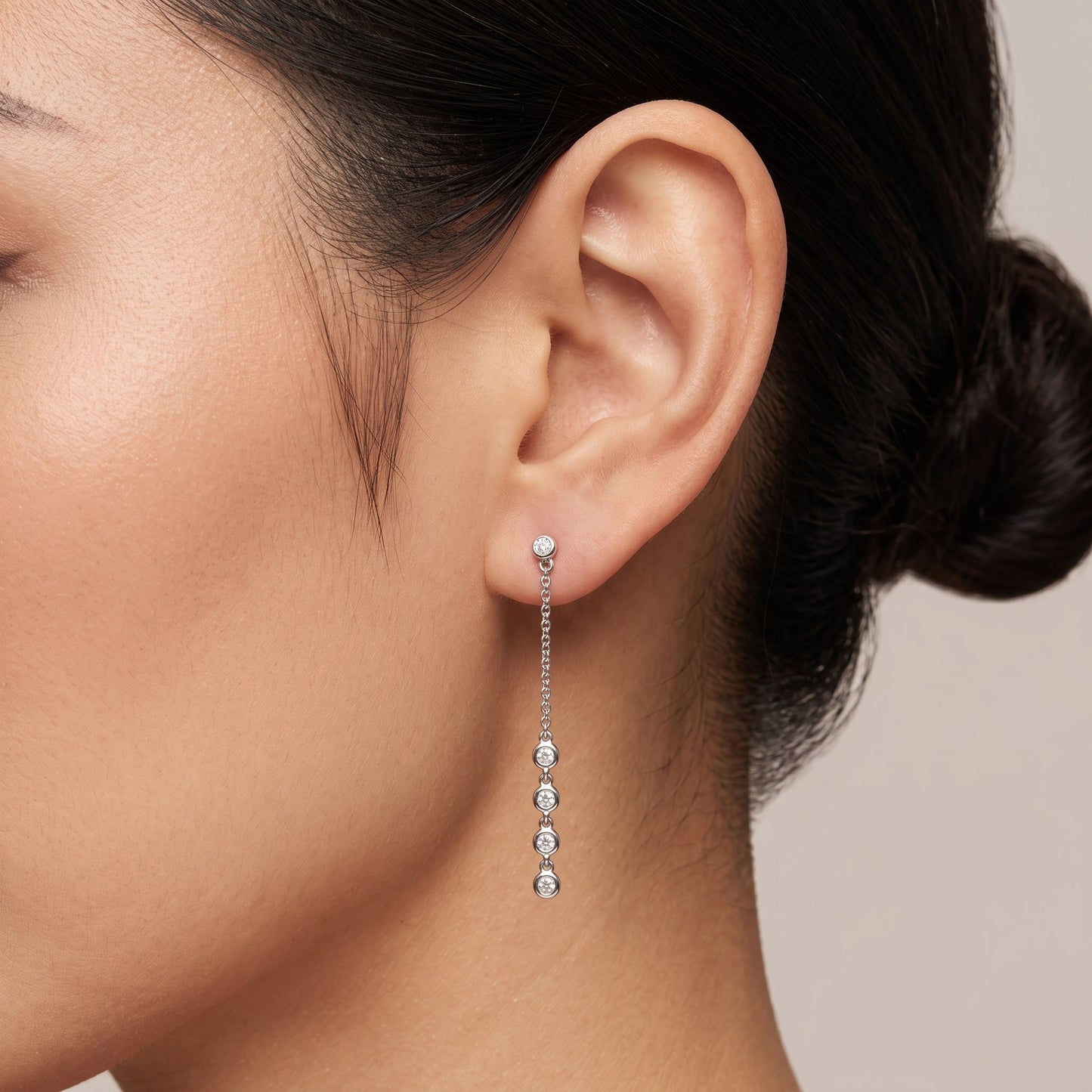 10-Diamond Dangle Chain Earrings