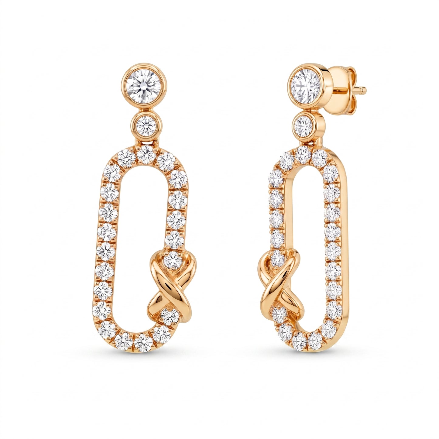 46-Diamond Rectangle Dangle Post Earrings