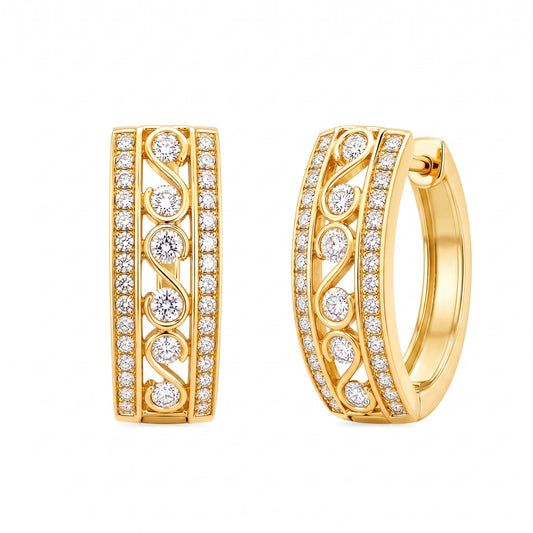 64-Diamond Oval Hoop Earrings
