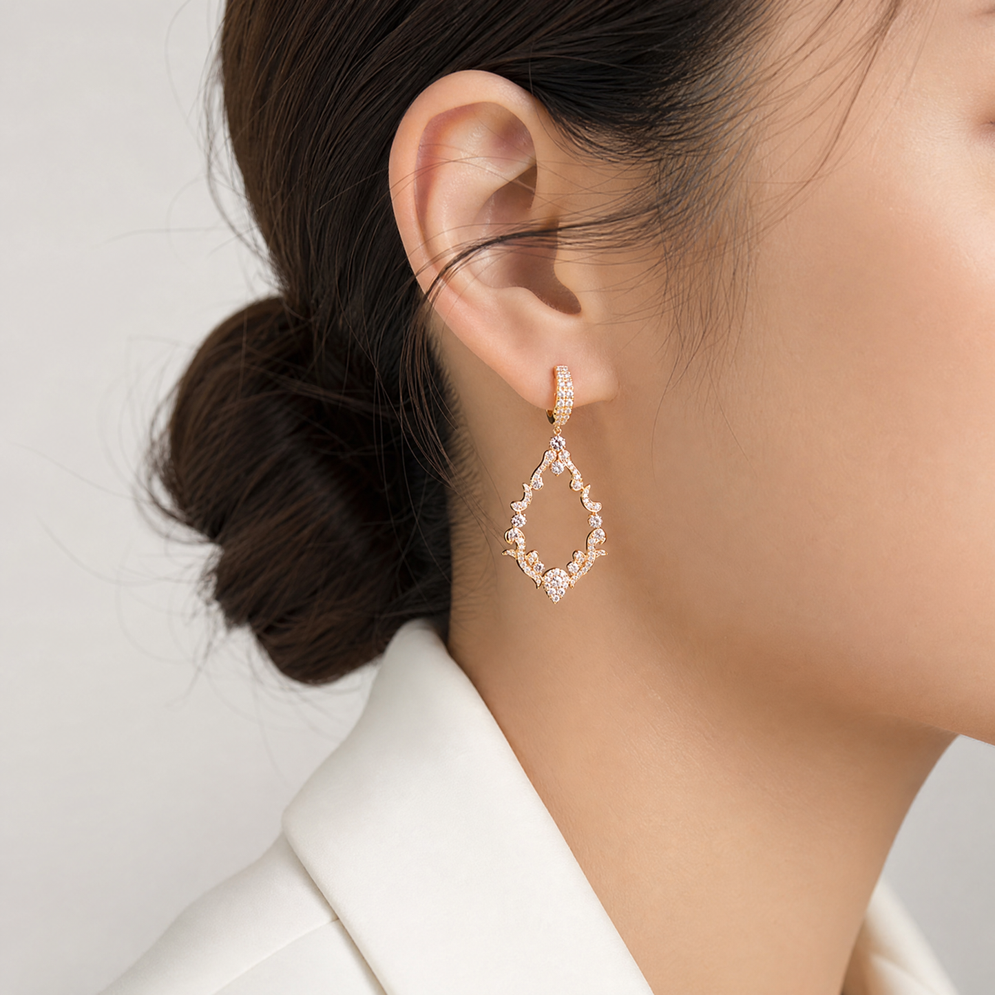 2.04 Carat Diamond Arabesque Drop Earrings