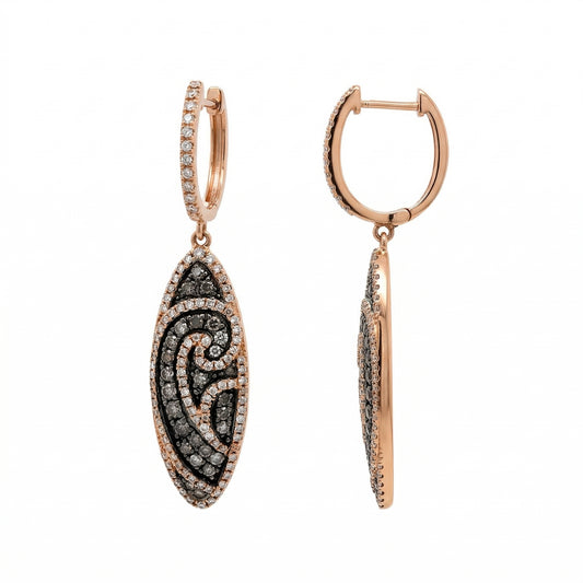 Brown Diamond Oval Earrings