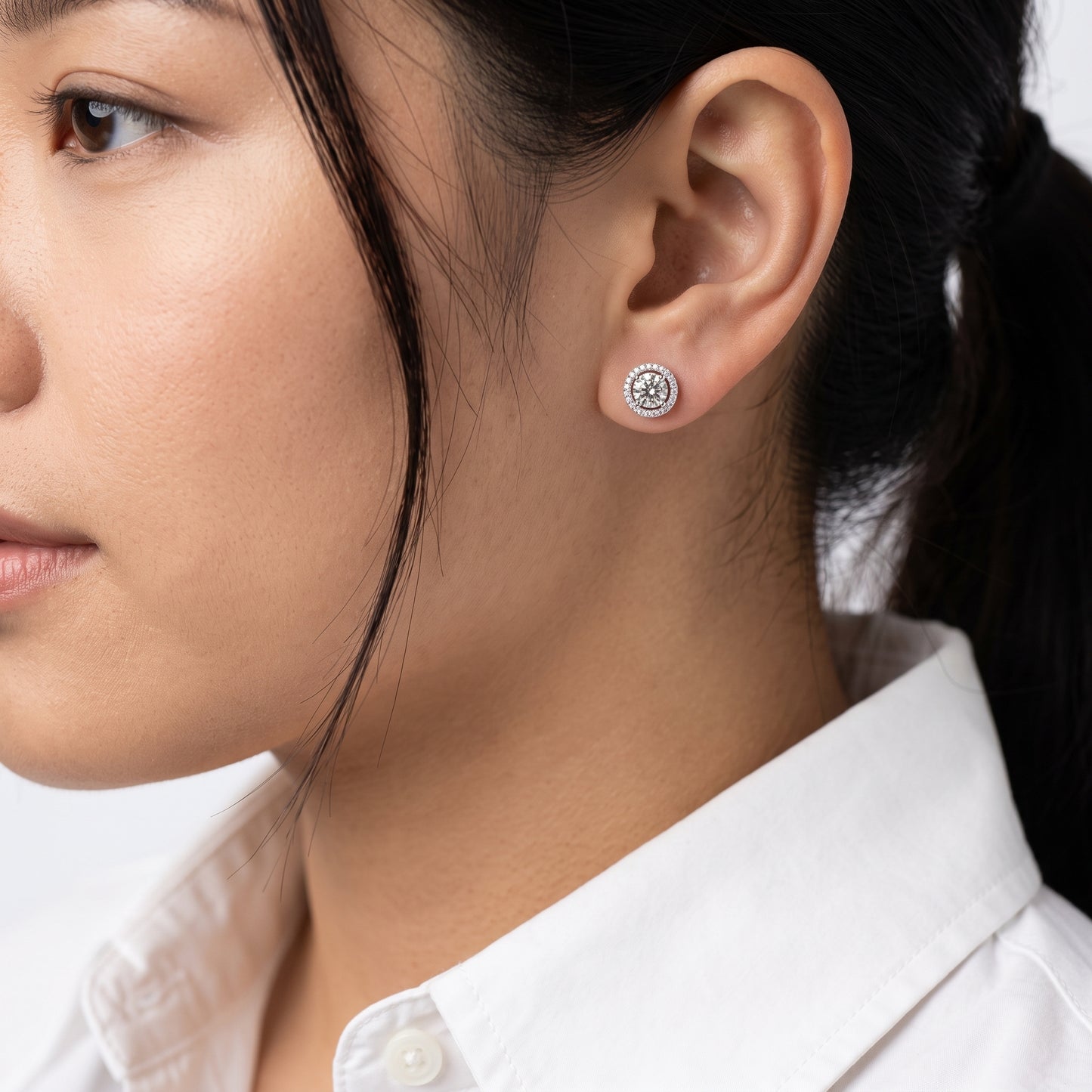 1.85ct Round Diamond Halo Stud Earrings