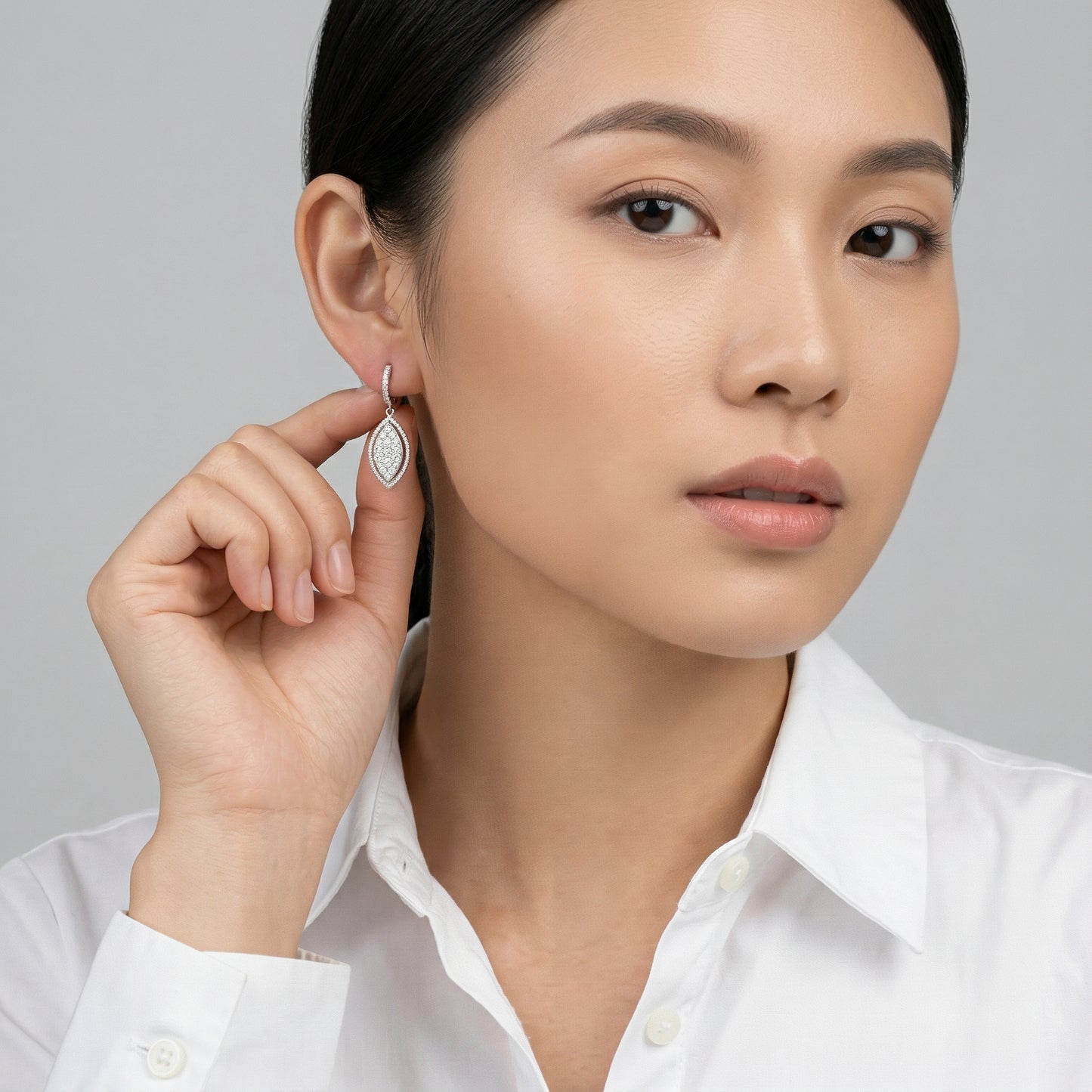 Diamond Marquise-shape Halo Earrings