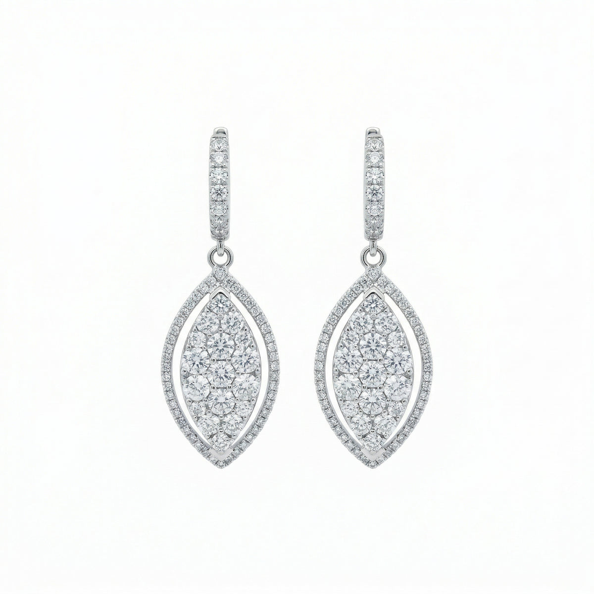 Diamond Marquise-shape Halo Earrings