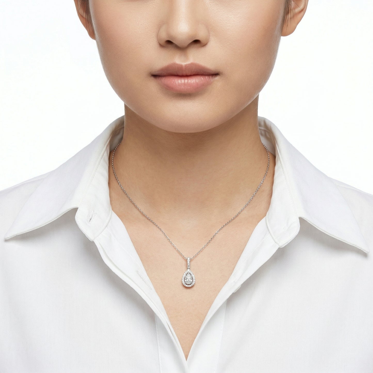 Illusion Pear shape Diamond Necklace