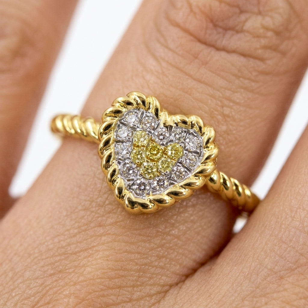 Yellow Diamond Pavé Heart Ring