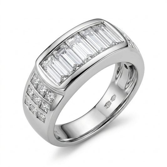 Baguette & Princess-Cut Diamond Band Ring