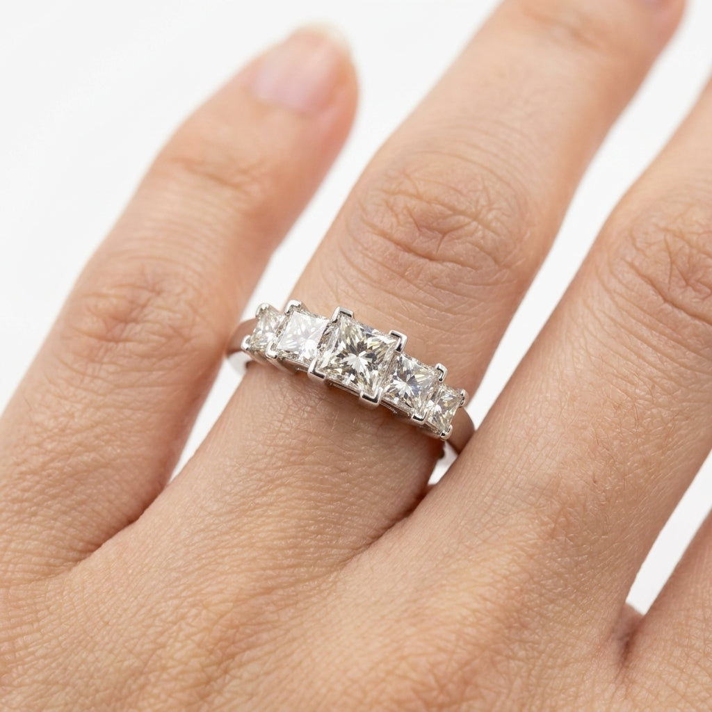Five-Stone Princess-Cut Diamond Band Ring