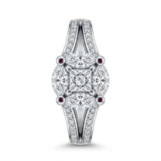 Princess & Marquise Diamond Split-Shank Ring