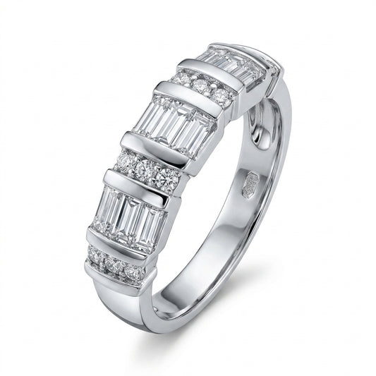 Baguette & Round Diamond Band Ring