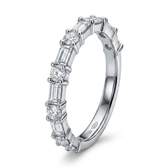 5 Tapered & 4 Round Diamond Band Ring