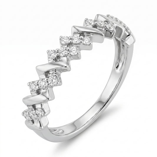 20-Diamond Angled Shared-Prong Band Ring