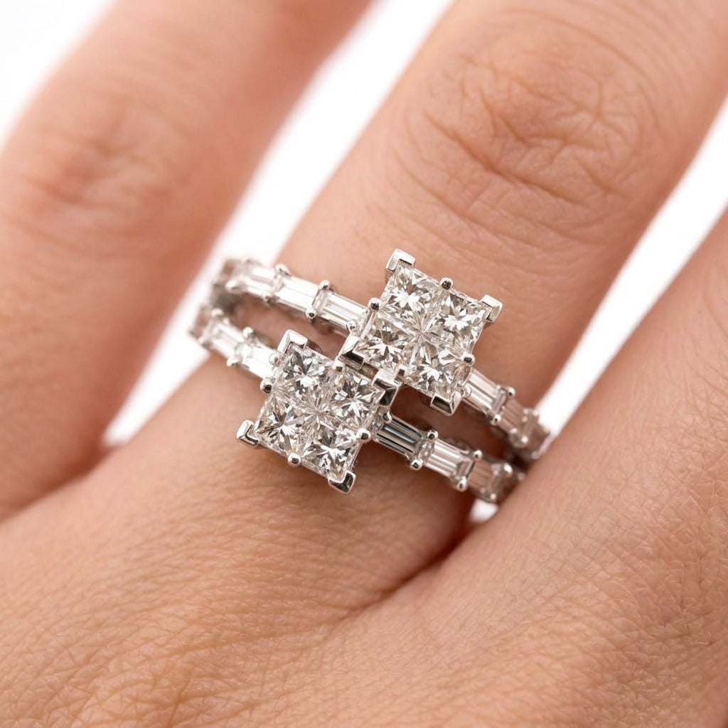 Double-Cluster Diamond Ring