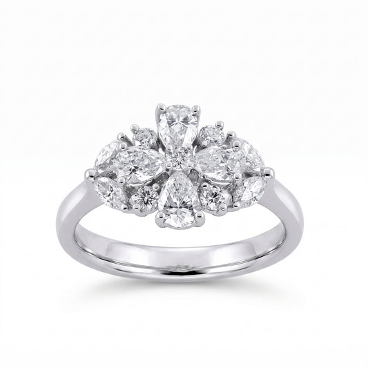 Pear, Marquise & Round Diamond Ring