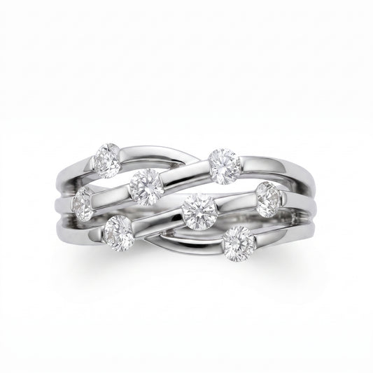 8-Diamond Wavy Band Ring