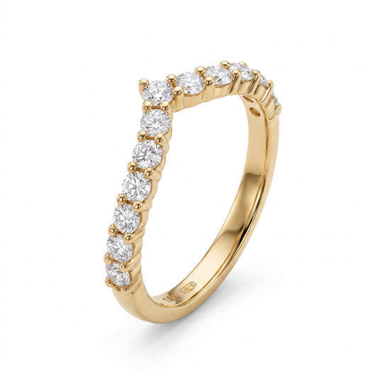 13-Diamond V-Shape Ring
