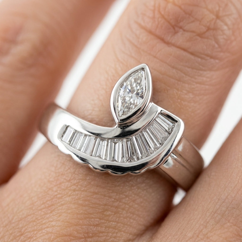 Marquise & 11-Diamond Tapered Ring