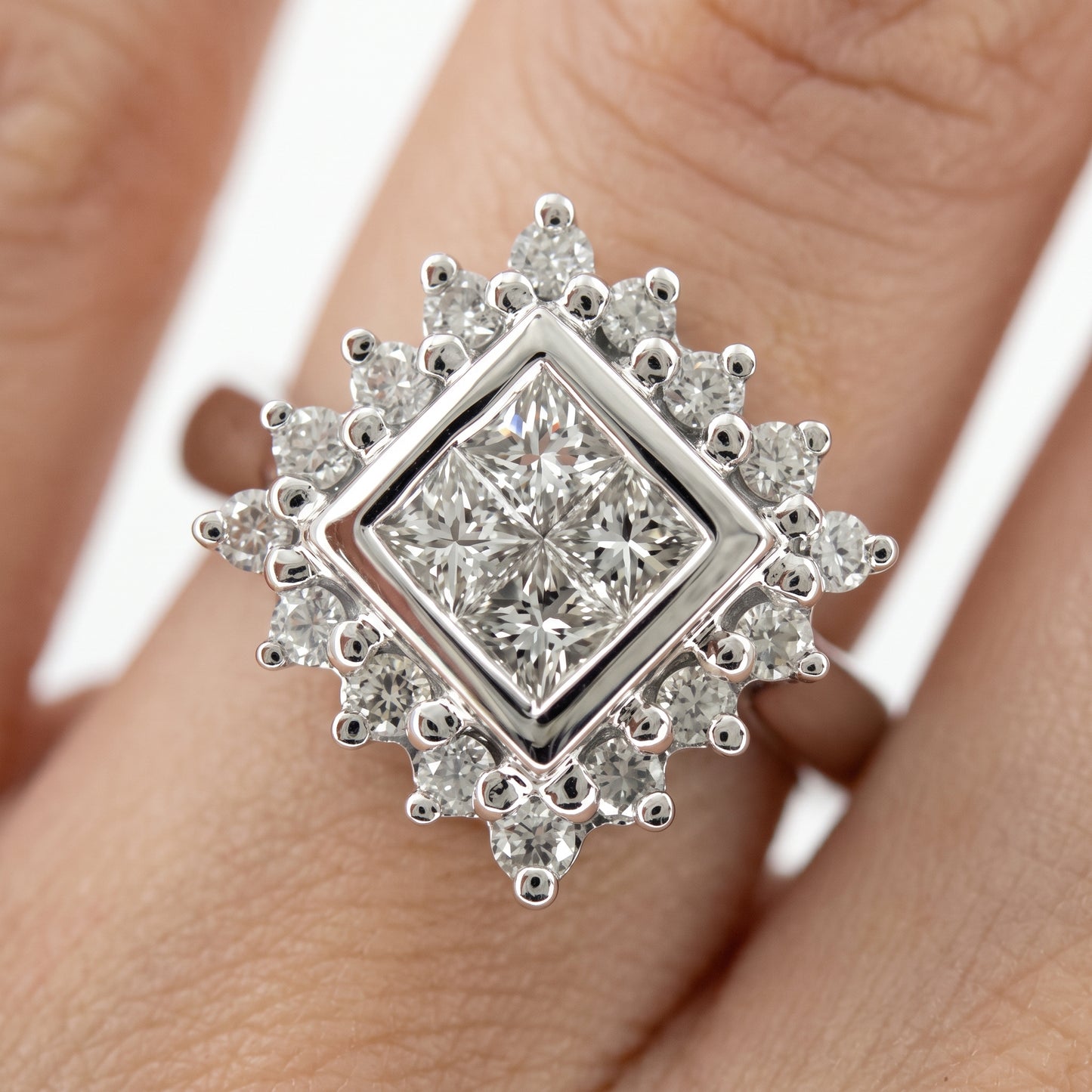 4 Princess-Cut & 16-Diamond Ring