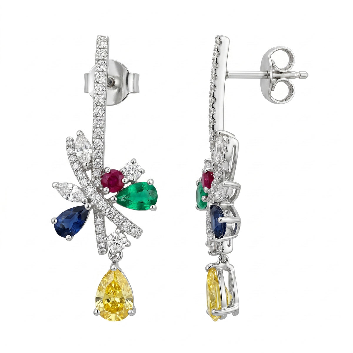Chromatic Bloom Sapphire Earrings