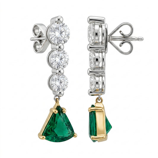 Trillion Emerald Earrings