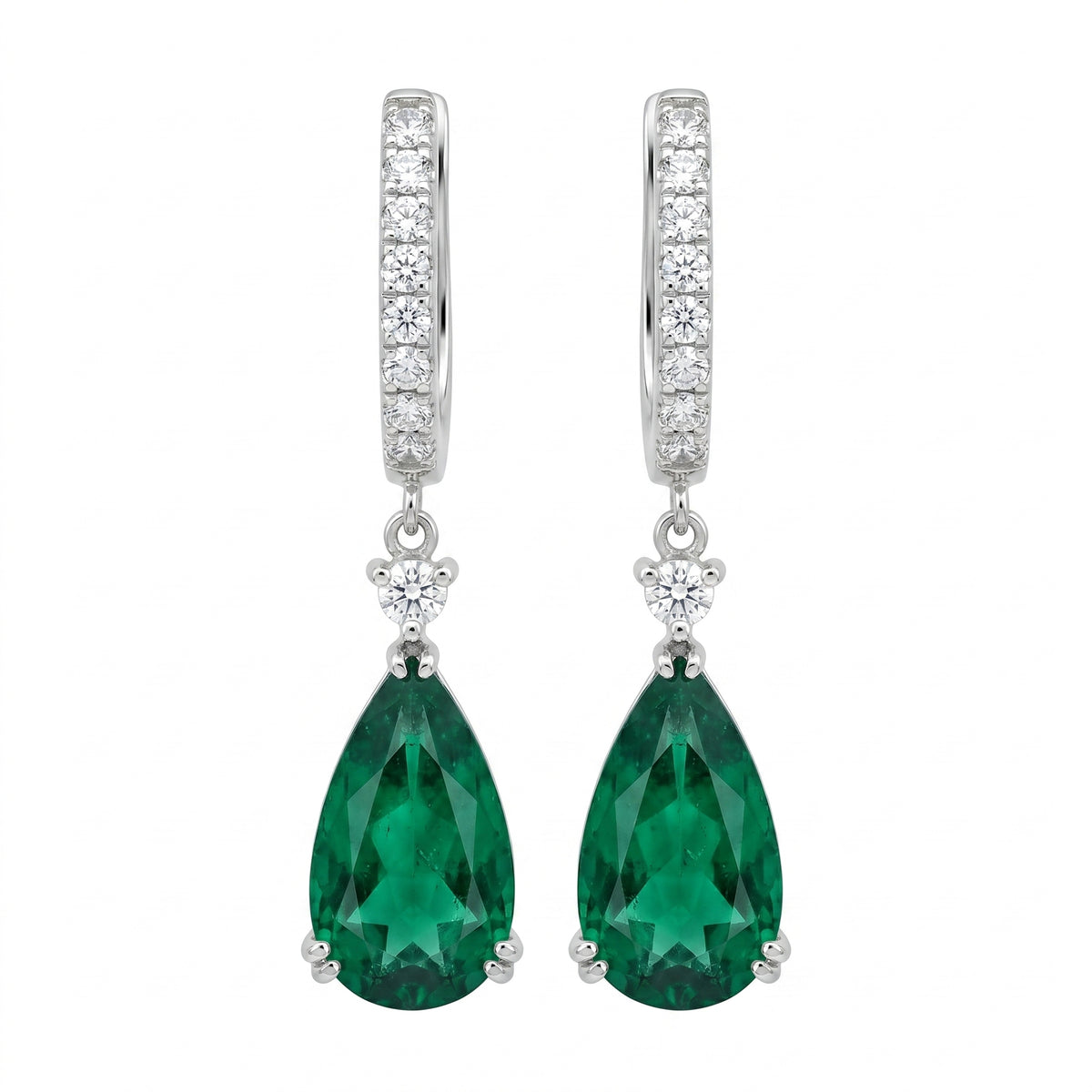 Elongated Pear Emerald Earrings