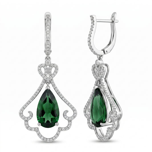 Victorian Garden Green Tourmaline Drop Earrings