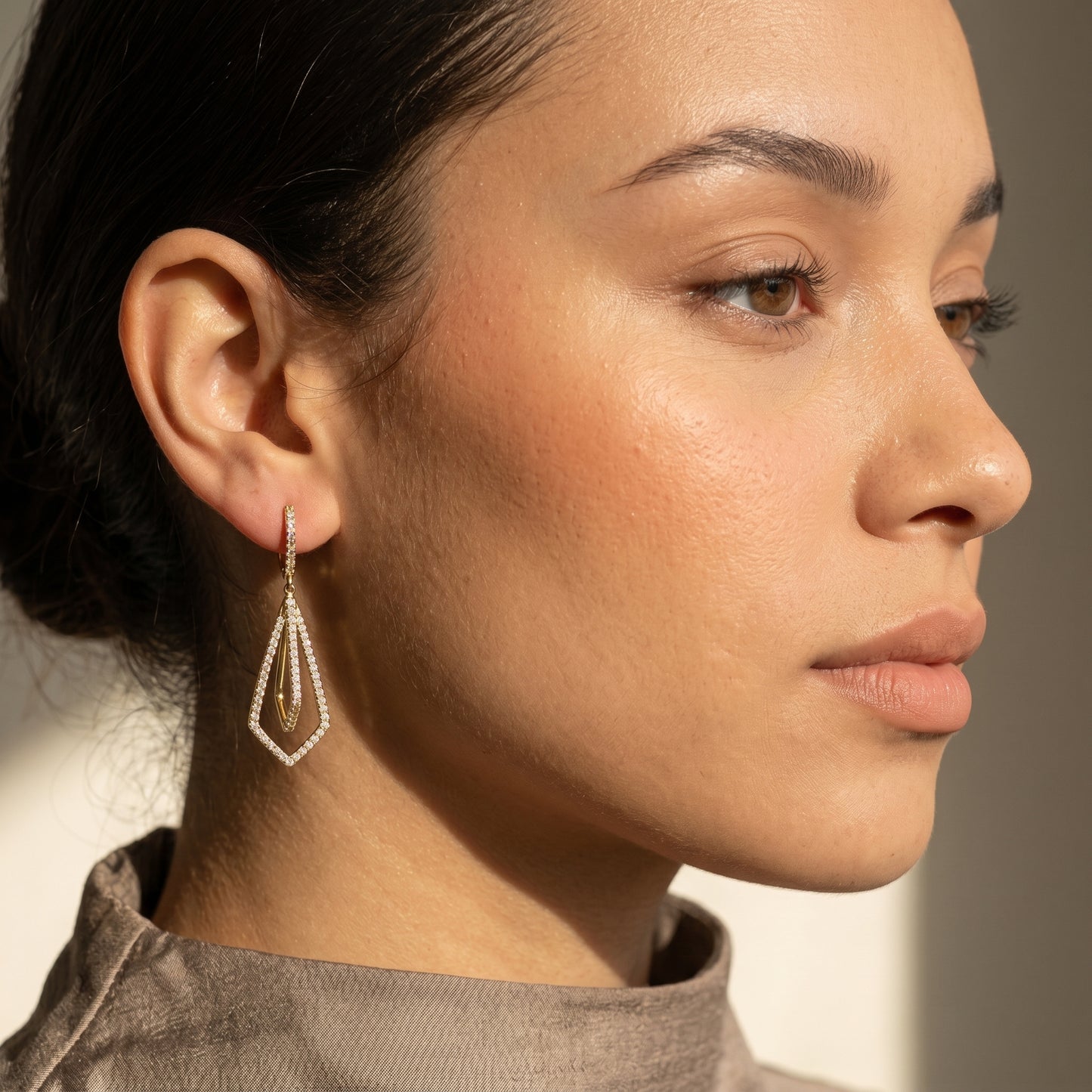 Geometric Pavé Chandelier Earrings