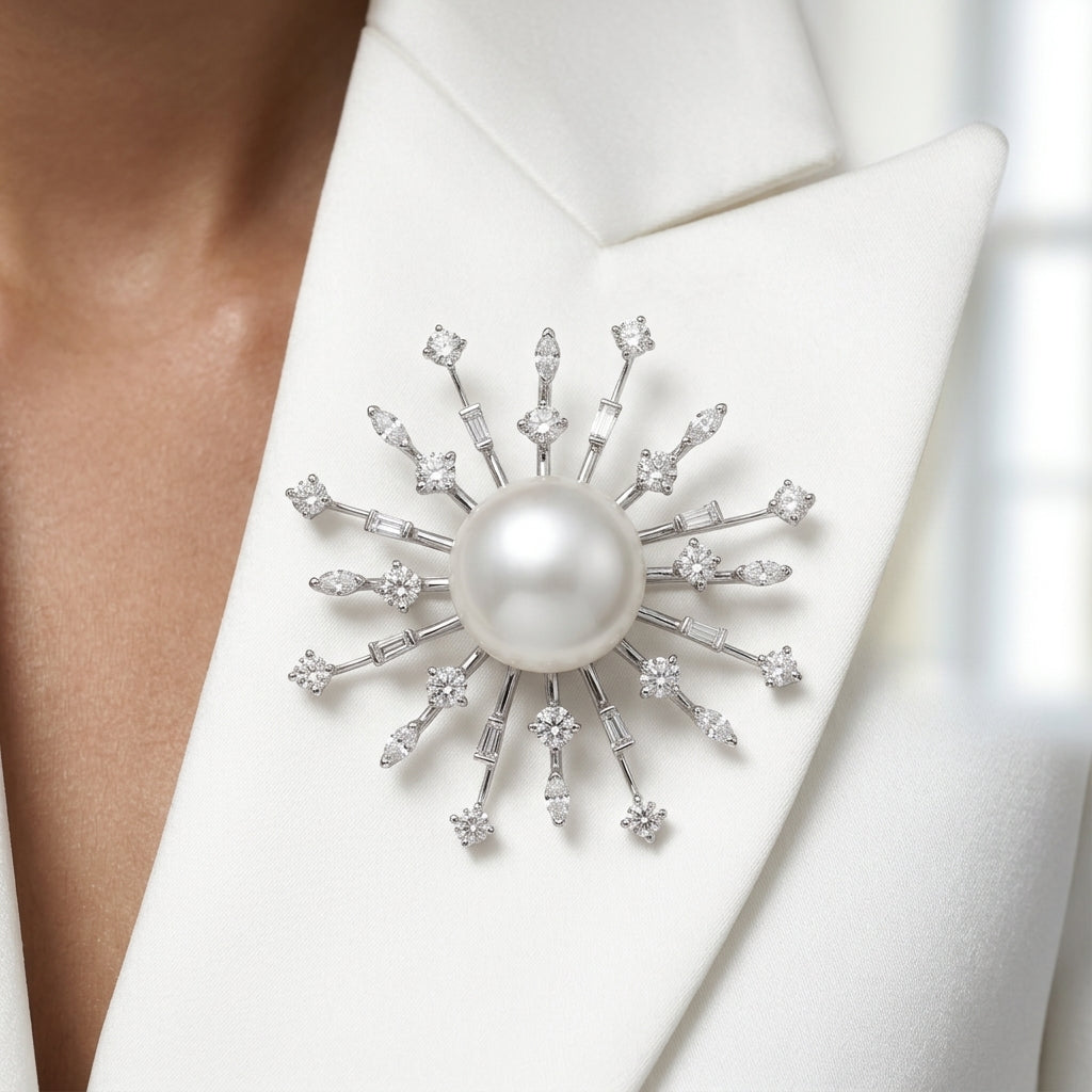 Pearl Diamond Brooch