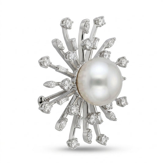 Pearl Diamond Brooch